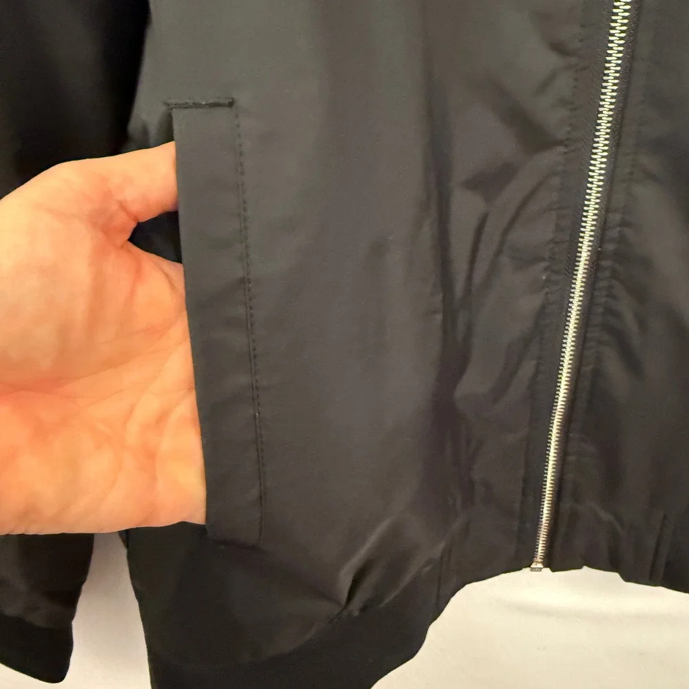 Men's Black Bomber Jacket Lightweight Zip Up Casual Outdoor Coat size‎ Large